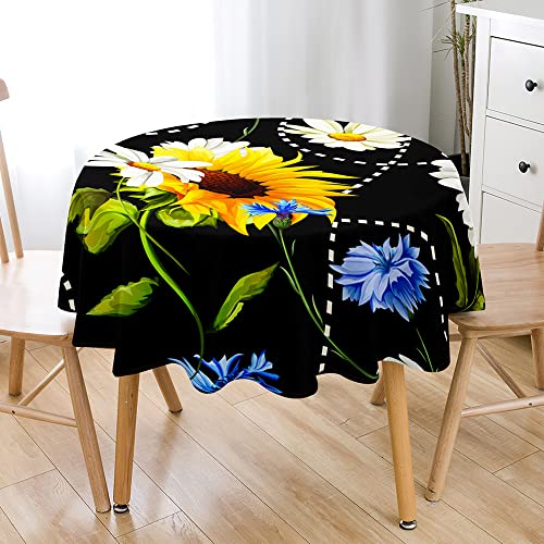 Lukery Rund Tischdecke, 3D Sonnenblume Tischdecke Abwaschbar Splash and Stain Tischtuch, Resistant Gartentischdecke Tisch Schutz für Speisesaal, Küche (Sonnenblume H,150cm) von Lukery