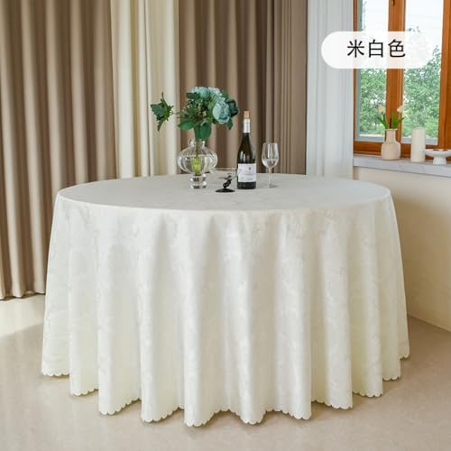 Lukery Rund Tischdecke, Einfarbig Jacquard Tischdecke Abwaschbar Splash and Stain Tischtuch, Gartentischdecke Tisch Schutz für Speisesaal, Küche (Beige,300cm) von Lukery