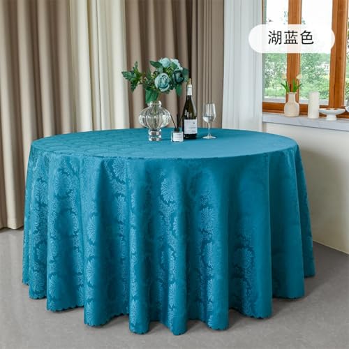 Lukery Rund Tischdecke, Einfarbig Jacquard Tischdecke Abwaschbar Splash and Stain Tischtuch, Gartentischdecke Tisch Schutz für Speisesaal, Küche (Blau,320cm) von Lukery