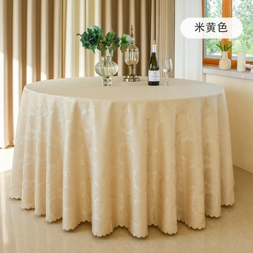 Lukery Rund Tischdecke, Einfarbig Jacquard Tischdecke Abwaschbar Splash and Stain Tischtuch, Gartentischdecke Tisch Schutz für Speisesaal, Küche (Champagner,320cm) von Lukery