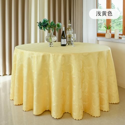 Lukery Rund Tischdecke, Einfarbig Jacquard Tischdecke Abwaschbar Splash and Stain Tischtuch, Gartentischdecke Tisch Schutz für Speisesaal, Küche (Gelb,300cm) von Lukery