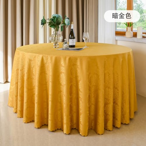 Lukery Rund Tischdecke, Einfarbig Jacquard Tischdecke Abwaschbar Splash and Stain Tischtuch, Gartentischdecke Tisch Schutz für Speisesaal, Küche (Gold,300cm) von Lukery