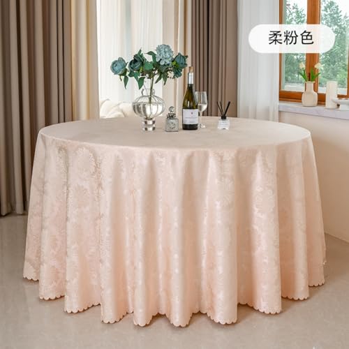 Lukery Rund Tischdecke, Einfarbig Jacquard Tischdecke Abwaschbar Splash and Stain Tischtuch, Gartentischdecke Tisch Schutz für Speisesaal, Küche (Hellrosa,320cm) von Lukery
