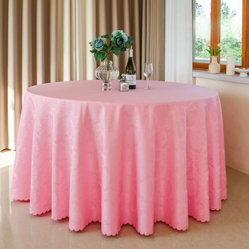 Lukery Rund Tischdecke, Einfarbig Jacquard Tischdecke Abwaschbar Splash and Stain Tischtuch, Gartentischdecke Tisch Schutz für Speisesaal, Küche (Rosa,300cm) von Lukery
