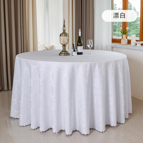 Lukery Rund Tischdecke, Einfarbig Jacquard Tischdecke Abwaschbar Splash and Stain Tischtuch, Gartentischdecke Tisch Schutz für Speisesaal, Küche (Weiß,300cm) von Lukery