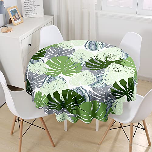 Lukery Rund Tischdecke 3D Pflanzen Tischdecke, Abwaschbar Tischdecken Outdoor Indoor Tischtuch, Tisch Schutz für Speisesaal, Küche (Blatt 9,Durchmesser 130cm) von Lukery