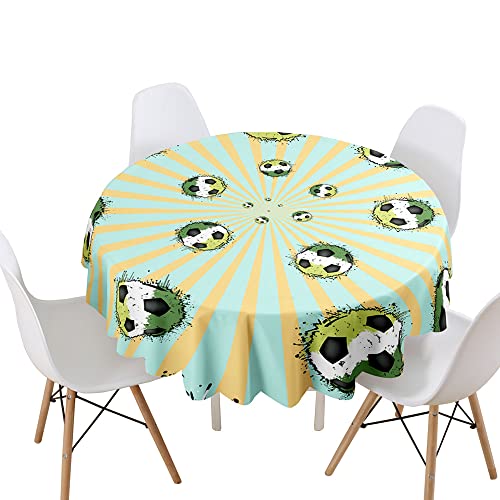 Lukery Tischdecke Abwaschbar Gartentischdecke, Party Tischdecke Rund Tischdecken Thema Fußball Tischtuch Outdoor Indoor, Tisch Schutz für Geburtstag (Durchmesser 180cm,Grün) von Lukery