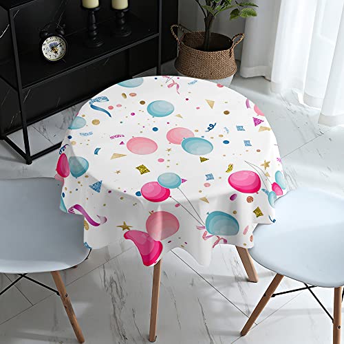 Lukery Tischdecke Abwaschbar Gartentischdecke, Tischdecke Rund Tischdecken 3D Luftballons Tischtuch Outdoor Indoor, Tisch Schutz für Geburtstag Hochzeit Festival (Durchmesser 160cm,Weiß) von Lukery
