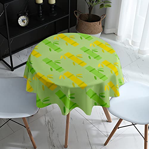 Lukery Tischdecke Abwaschbar Gartentischdecke, Tischdecke Rund Tischdecken 3D Tischtuch Outdoor Indoor, Tisch Schutz für Geburtstag Hochzeit Festival (Grüner gelber Bambus,Durchmesser 120cm) von Lukery