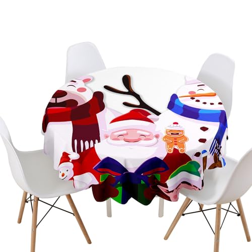 Lukery Tischdecke Abwaschbar Gartentischdecke, Tischdecke Rund Tischdecken 3D Weihnachten Tischtuch Outdoor Indoor, Tisch Schutz für Weihnachtsfeier (Durchmesser 180cm,Weihnachten Schneemann) von Lukery