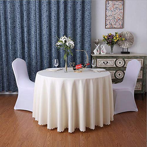 Lukery Tischdecke Abwaschbar Gartentischdecke, Tischdecke Rund Tischdecken Einfarbig Tischtuch Outdoor Indoor, Tisch Schutz für Geburtstag Hochzeit Festival (Durchmesser 240cm,Creme) von Lukery