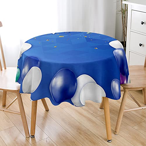 Lukery Tischdecke Abwaschbar Gartentischdecke, Tischdecke Rund Tischdecken Luftballons Tischtuch Outdoor Indoor, Tisch Schutz für Geburtstag Hochzeit Festival (Blau,Durchmesser 110cm) von Lukery