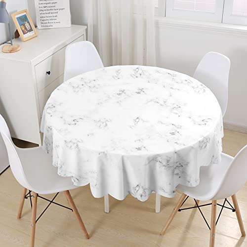 Lukery Tischdecke Abwaschbar Gartentischdecke, Tischdecke Rund Tischdecken Marmor Drucken Tischtuch Outdoor Indoor, Tisch Schutz für Geburtstag Hochzeit Festival (Durchmesser 150cm,Weiß) von Lukery