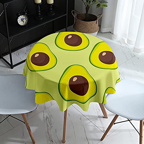 Lukery Tischdecke Abwaschbar Gartentischdecke, Tischdecke Rund Tischdecken Tischtuch Outdoor Indoor, 3D-Obstdruck Tisch Schutz für Entworfen für Party-Dinner und Feiern (Avocado1,Durchmesser 90cm) von Lukery