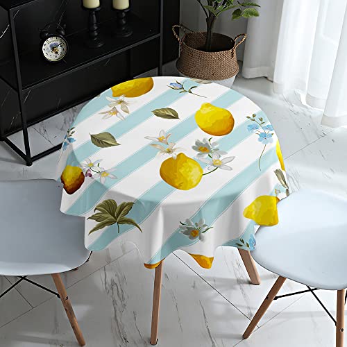 Lukery Tischdecke Abwaschbar Gartentischdecke, Tischdecke Rund Tischdecken Tischtuch Outdoor Indoor, 3D-Obstdruck Tisch Schutz für Entworfen für Party-Dinner und Feiern (Zitrone1,Durchmesser 100cm) von Lukery