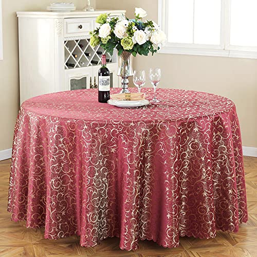 Lukery Tischdecke Abwaschbar Gartentischdecke, Tischdecke Rund Tischdecken Vintage Blumendruck Tischtuch Outdoor Indoor Tisch Schutz (Burgunderrot,Durchmesser 200cm) von Lukery