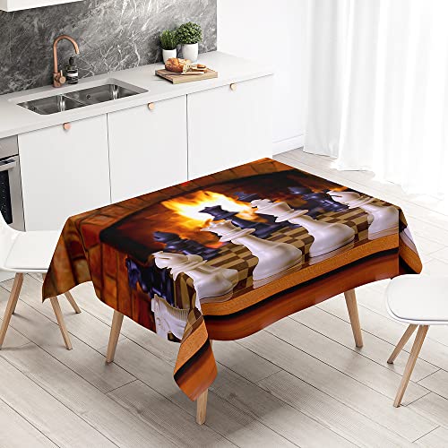 Lukery Tischdecke Rechteckig, 3D Schach Outdoor Tischdecke, Polyester Haben Lotuseffekt, Abwaschbare Tischtuch, Gartentischdecke, für Esszimmer/Party/Geburtstag (Brauner Stil,150x210cm) von Lukery