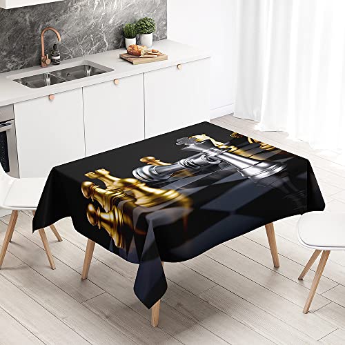 Lukery Tischdecke Rechteckig, 3D Schach Outdoor Tischdecke, Polyester Haben Lotuseffekt, Abwaschbare Tischtuch, Gartentischdecke, für Esszimmer/Party/Geburtstag (Silberpferd,150x210cm) von Lukery