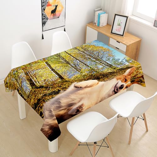 Lukery Tischdecke Rechteckig, 3D Welpe Outdoor Tischdecke, Polyester Haben Lotuseffekt, Abwaschbare Tischtuch, Gartentischdecke, für Esszimmer/Geburtstag (Welpe schläft,150x300cm) von Lukery