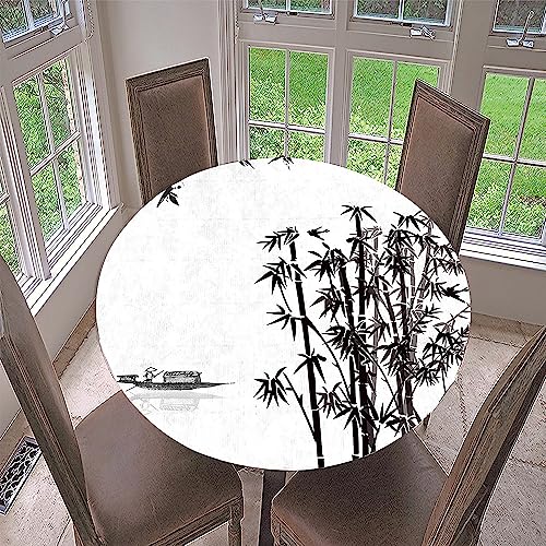Lukery Tischdecke Rund Abwaschbar Lotuseffekt Gartentischdecke, Gummiband Tischdecke Rund Tischdecken Tischtuch für Outdoor Indoor Schutz (See,Durchmesser 120cm) von Lukery