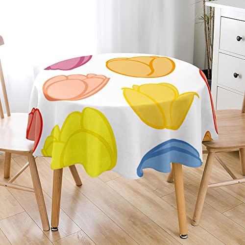 Lukery Tulpen 3D Tischdecke Abwaschbar Gartentischdecke, Tischdecke Rund Tischdecken Tischtuch Outdoor Indoor, Tisch Schutz für Geburtstag Hochzeit Festival (weiß,Durchmesser 200cm) von Lukery