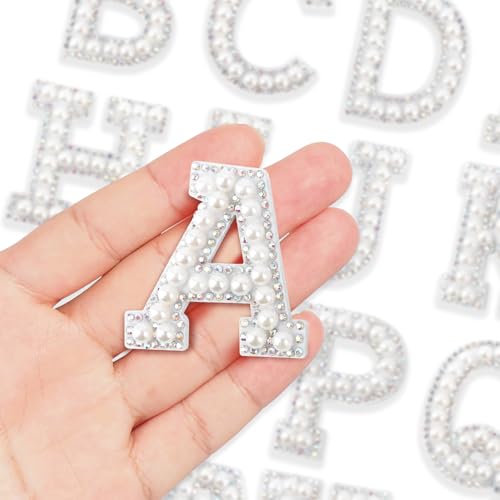 26 Stück Perlen Strass Buchstaben Patches Strass Bügelbild A-Z Bügelbilder für Kleidung Glitzer Alphabet Applikation Strass Perlen Reparatur Verzierungen Nähen auf Stoff (mehrere Farben) von Lukiisoo