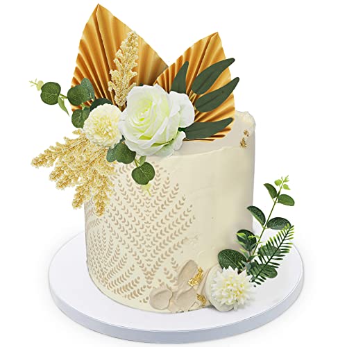 Lukinuo 16 Stück Boho Tortenaufsatz Dekoration Blume Gold Palmenblätter , Weiße Rose Nelke Eukalyptus Weidenblätter Tortendeko für Bohemian Geburtstag Hochzeit Braut Babyparty Lukinuo 16 Stück Boho Tortenaufsatz Dekoration Blume Gold Palmenblätter , Weiße Rose Nelke Eukalyptus Weidenblätter Tortendeko für Bohemian Geburtstag Hochzeit Braut Babyparty von Lukinuo