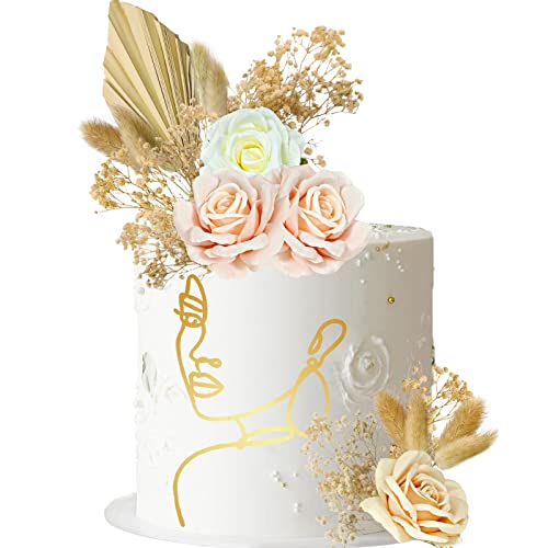 Lukinuo 21 Stück Boho-Kuchendekoration Acryl Minimalistische Kunst Dame Gold Gesicht Kuchen Topper Vintage Künstliche Rosen Blumen Blätter Kuchen Topper Dekor für Bohemian Geburtstag Lukinuo 21 Stück Boho-Kuchendekoration Acryl Minimalistische Kunst Dame Gold Gesicht Kuchen Topper Vintage Künstliche Rosen Blumen Blätter Kuchen Topper Dekor für Bohemian Geburtstag von Lukinuo