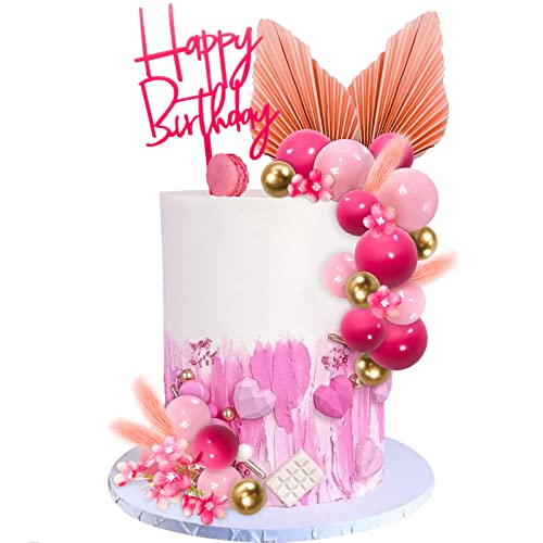 Lukinuo 29pcs Blume Boho Kuchen Topper Ball Kuchen Dekor Hot Pink Gold Bälle Palm Leaves Künstliche Pflanzen Kuchen Dekor für Mädchen böhmischen Hot Pink Prinzessin Hochzeit Baby Dusche Geburtstag Lukinuo 29pcs Blume Boho Kuchen Topper Ball Kuchen Dekor Hot Pink Gold Bälle Palm Leaves Künstliche Pflanzen Kuchen Dekor für Mädchen böhmischen Hot Pink Prinzessin Hochzeit Baby Dusche Geburtstag von Lukinuo