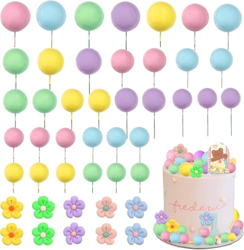Lukinuo 46Pcs Gänseblümchen Blume Kuchen Topper Mini Kugeln Kuchen Dekorationen blau rosa grün Perle Ball Kuchen Topper Cupcake Topper Ball Kuchen Pick DIY Kuchen einfügen Topper für Geburtstag Baby Lukinuo 46Pcs Gänseblümchen Blume Kuchen Topper Mini Kugeln Kuchen Dekorationen blau rosa grün Perle Ball Kuchen Topper Cupcake Topper Ball Kuchen Pick DIY Kuchen einfügen Topper für Geburtstag Baby von Lukinuo