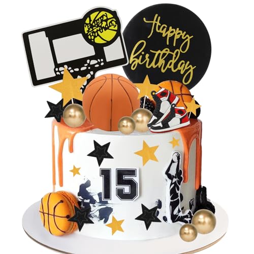 Lukinuo Basketball-Tortenaufsatz - 21 Stück Sport-Thema Kuchendekoration für NBA, March Madness, Jordan - Partyzubehör Lukinuo Basketball-Tortenaufsatz - 21 Stück Sport-Thema Kuchendekoration für NBA, March Madness, Jordan - Partyzubehör von Lukinuo