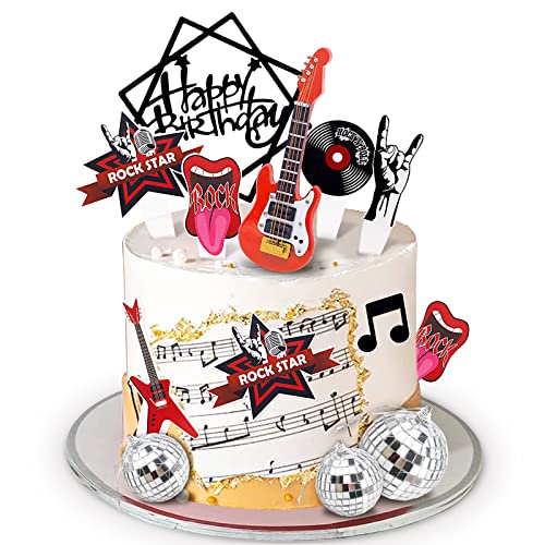 Lukinuo Gitarre Kuchen Topper Musik Note Geburtstag Kuchen Topper Disco Ball Rock and Roll Kuchen Cupcake Dekoration für Rockstar Musiker Bassgitarre 80er Jahre Retro Themed Party Supplies Lukinuo Gitarre Kuchen Topper Musik Note Geburtstag Kuchen Topper Disco Ball Rock and Roll Kuchen Cupcake Dekoration für Rockstar Musiker Bassgitarre 80er Jahre Retro Themed Party Supplies von Lukinuo