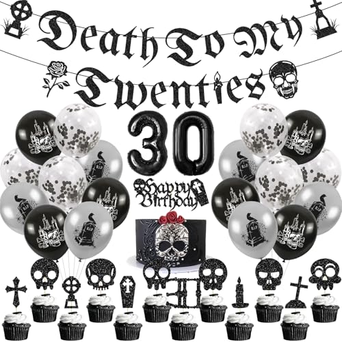 Lukniuo Death to My 20s Decorations Dirty 30 Birthday Decorations with Death to MyTwenties Banner Number 30 Balloons Rip to My20s Cake Cupcake Toppers for Dirty Thirty PartySupplies Lukniuo Death to My 20s Decorations Dirty 30 Birthday Decorations with Death to MyTwenties Banner Number 30 Balloons Rip to My20s Cake Cupcake Toppers for Dirty Thirty PartySupplies von Lukinuo
