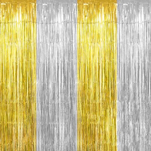 Luktastic Lametta Vorhang,Glitzervorhang 8 Stück 1x3m,Laser Rot,Fransenvorhang,Luftschlangen Geburtstag,Gold + Silber Luktastic Lametta Vorhang,Glitzervorhang 8 Stück 1x3m,Laser Rot,Fransenvorhang,Luftschlangen Geburtstag,Gold + Silber von Luktastic