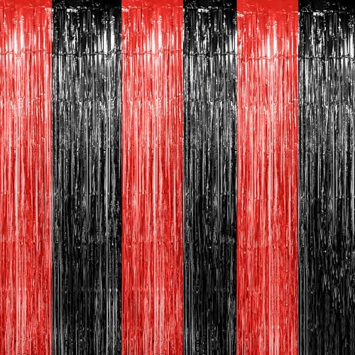 Luktastic Lametta Vorhang,Schwarz + Großes Rot,Glitzervorhang 6 Stück 1x3m,Laser Rot,Fransenvorhang,Luftschlangen Geburtstag Luktastic Lametta Vorhang,Schwarz + Großes Rot,Glitzervorhang 6 Stück 1x3m,Laser Rot,Fransenvorhang,Luftschlangen Geburtstag von Luktastic