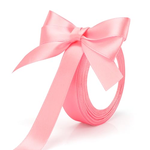 Geschenkband Rosa, Valentinstagsband, Satinband, Schleifenband, Polyesterband für Hochzeit und Dekorationen - 22m x 20mm von Luktastic