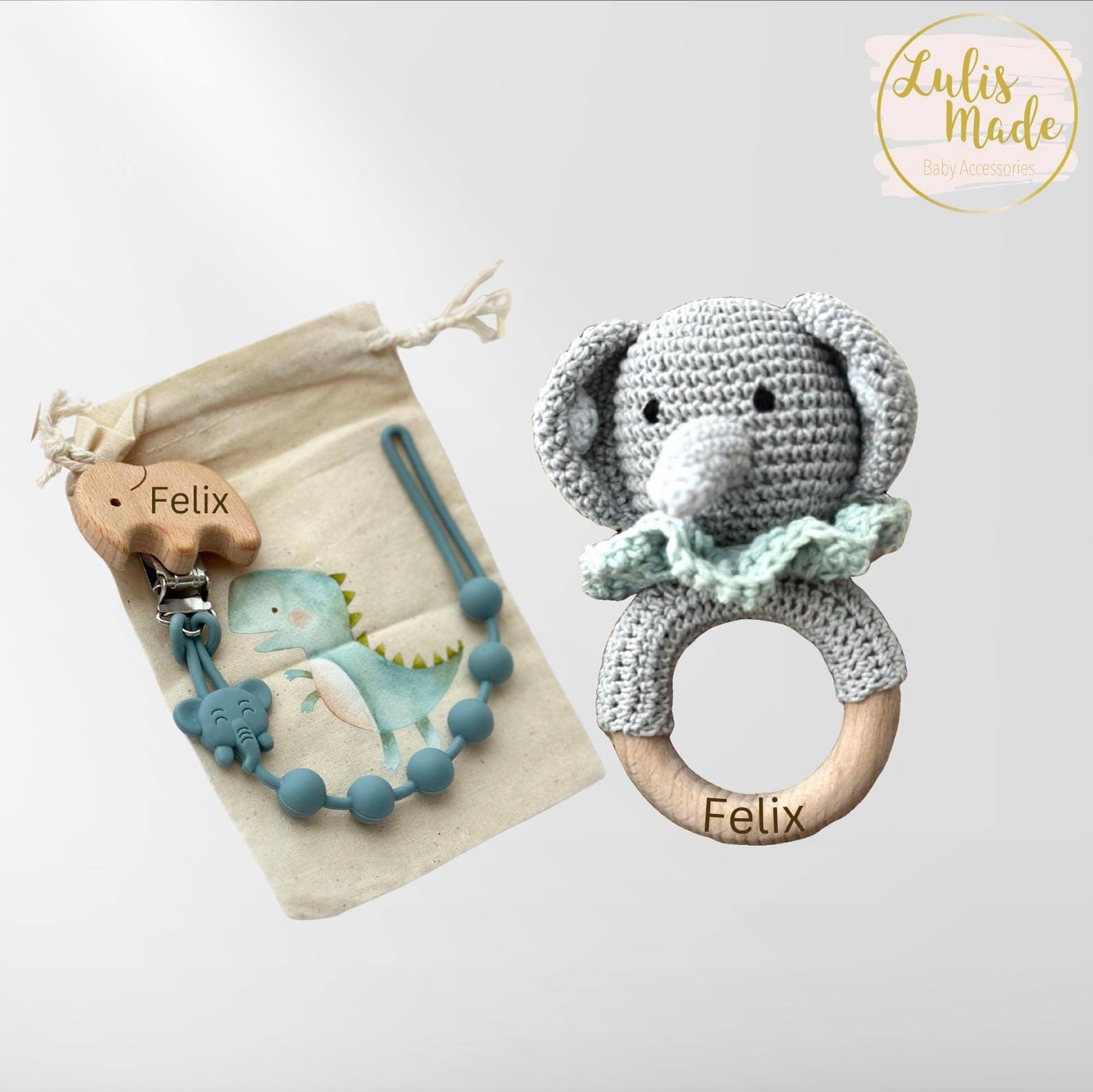 Schnullerkette Mit Namen, Babyrassel, Rassel, Namen, Junge Schnullerkette Mit Namen, Babyrassel, Rassel, Namen, Junge von LulismadeBoutique