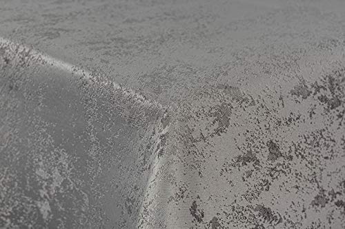 First-Tex Tischdecke Damast Jacquard Brilliant Meliert 140 rund Silber/hellgrau von Lulizzie