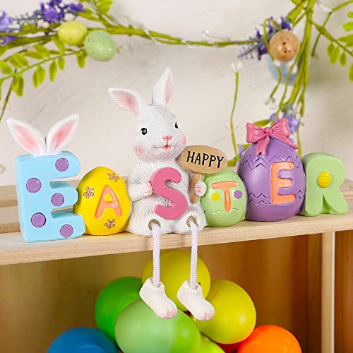 Lulu Home Oster-Tischdekoration, 21,1 cm L x 15 cm H x 5,1 cm B, Kunstharz-Hasen-Regal-Sitter mit baumelnden Beinen, bezaubernde Happy Easter Hase Statue mit Ostereiern für Frühlings-Innendekorationen Lulu Home Oster-Tischdekoration, 21,1 cm L x 15 cm H x 5,1 cm B, Kunstharz-Hasen-Regal-Sitter mit baumelnden Beinen, bezaubernde Happy Easter Hase Statue mit Ostereiern für Frühlings-Innendekorationen von Lulu Home