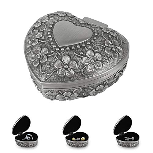 LuluDa Metall Schmuckdose 1 Stück Vintage Schmuckkästchen Herzförmige Schmuckschatulle Ring Kette Ohrringe Schmuckbox für Damen Mädchen Hochzeiten Geschenke von LuluDa