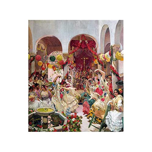 Berühmte Gemälde Druck auf Leinwand,Sevilla,der Tanz von Joaquin Sorolla,Reproduktion Druck auf Leinwand,Leinwand Wandkunst für Wohnzimmer Dekor Bilder 90x120cm(36x48in) Rahmenlos von Luluart