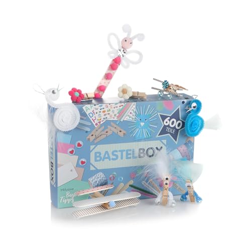 Lulubug Bastelset Kinder, 600 Teile + Bastelanleitung | Tonkarton, Washi Tape, Pfeifenreiniger, Eisstiele, Wackelaugen, PomPons, Lesezeichen, Sticker, Bastelstreifen, Pailletten uvm | Blue Sky Lulubug Bastelset Kinder, 600 Teile + Bastelanleitung | Tonkarton, Washi Tape, Pfeifenreiniger, Eisstiele, Wackelaugen, PomPons, Lesezeichen, Sticker, Bastelstreifen, Pailletten uvm | Blue Sky von Lulubug