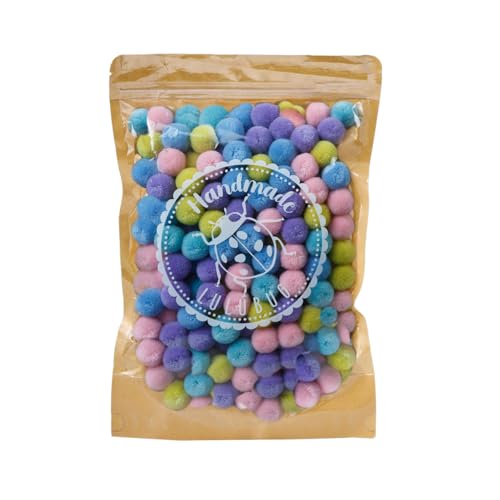 Lulubug Pompons zum Basteln, 200 Stück | 2cm, Kaschmir Optik | Verschließbarer Zipper | Bälle zum Basteln für Kinder und Erwachsene, DIY, Nähen | "Unicorn" von Lulubug