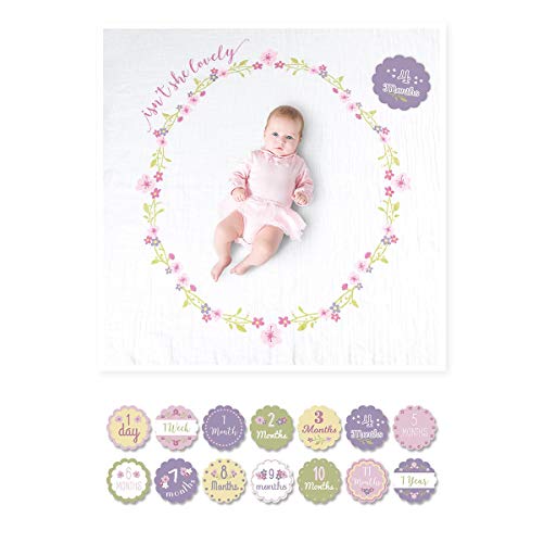 lulujo Baby's First Year Meilenstein-Decke und Karten-Set | 101,6 x 101,6 cm (Isn't She Lovely) von lulujo