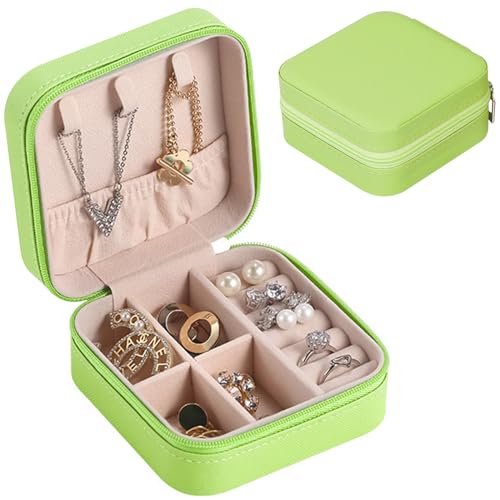 Schmuckkästchen Für Damen, Schmuckschatulle Organizer, Mini Schmuckbox Reise, Pu-Leder, Schmuckschatulle Reise, Für Ringe, Ohrringe, Halskette, Schmuckgeschenk, Für Frauen, Ehefrau, Mutter, Grün von Lulullaby