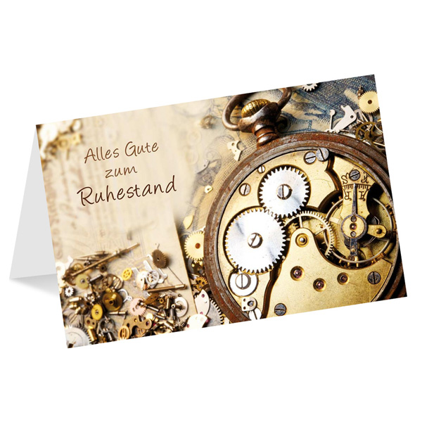 "Alles Gute zum Ruhestand" Karte mit Uhrenmotiv, inkl. Umschlag von Luma