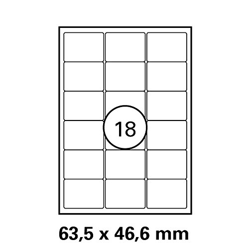 LUMA 4763460 Universal-Etiketten 63,5 x 46,6mm A4 100 Bogen mit je 24 Etiketten von LUMA