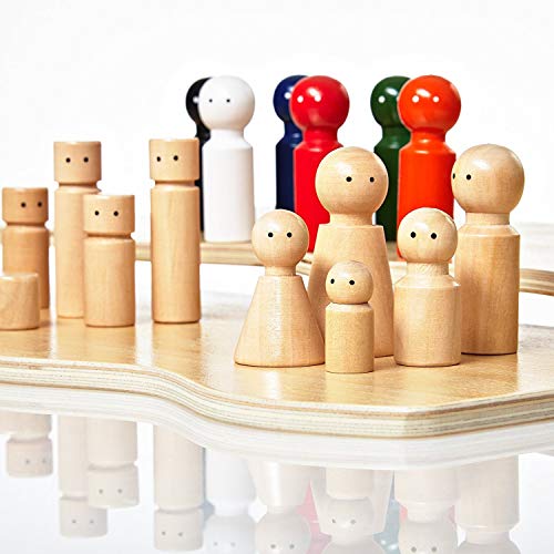 Lumaland Familienbrett für Aufstellungen mit 30 Holzfiguren | Systemisches Coaching durch unterschiedliche Farben, Größen und Formen der Figuren | Ideal für Familienaufstellungen etc. von Lumaland