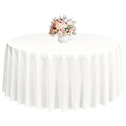 1 Packung elfenbeinfarbene runde Tischdecken, 228 cm, runde Tischdecke, waschbar und wiederverwendbar, Flecken und knitterfrei, Polyesterstoff für Hochzeit Party Bankett Camping Restaurant Dekoration 1 Packung elfenbeinfarbene runde Tischdecken, 228 cm, runde Tischdecke, waschbar und wiederverwendbar, Flecken und knitterfrei, Polyesterstoff für Hochzeit Party Bankett Camping Restaurant Dekoration von Lumaycens