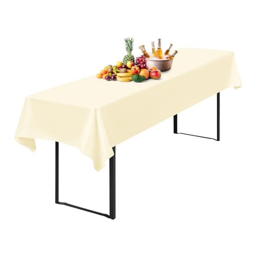 1 Stück Tischdecke Bierzeltgarnitur 100 x 250cm Biertisch Tischdecke wasserdichte Polyester Bierbank Tischdecken für 50 und 70cm Biertische, Rechteckige Tischdecken für Hochzeitsfeiern(Beige) von Lumaycens